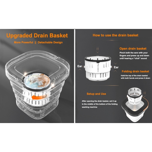 new Upgraded Portable Foldable Washing Machine, upgraded power, UV light, Washer and Drain Basket, good for Home Travel Baby Cloth Adult Underwear