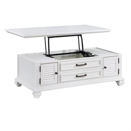 STEVE SILVER COMPANY  Charlestown Modern Farmhouse Soft Lift-Top Wood Coffee Table In White