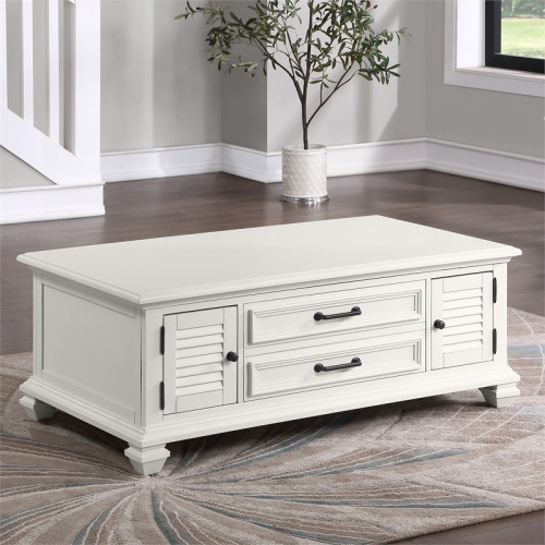 Charlestown Modern Farmhouse Soft White Lift-top Wood Coffee Table