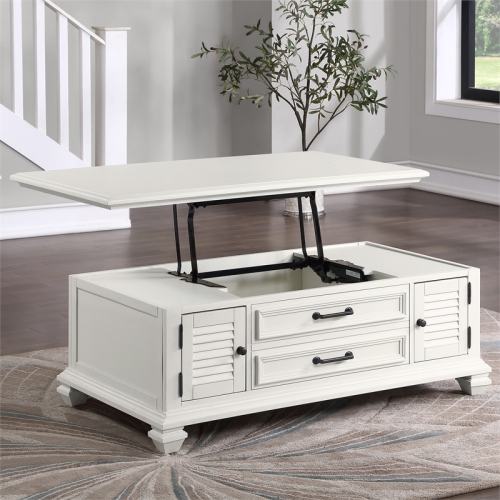 Charlestown Modern Farmhouse Soft White Lift-top Wood Coffee Table