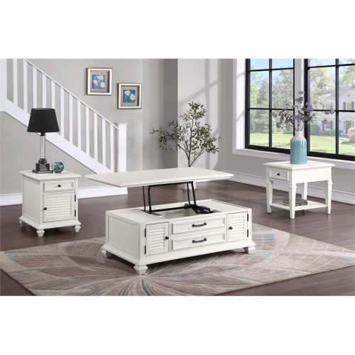 Charlestown Modern Farmhouse Soft White Lift-top Wood Coffee Table