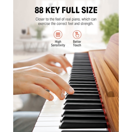 Donner DDP-80 PLUS Digital Piano 88 Key Weighted Keyboard, Home Electric  Piano, Supports USB-MIDI & Headphones Connection, Semi-open Cover Designed