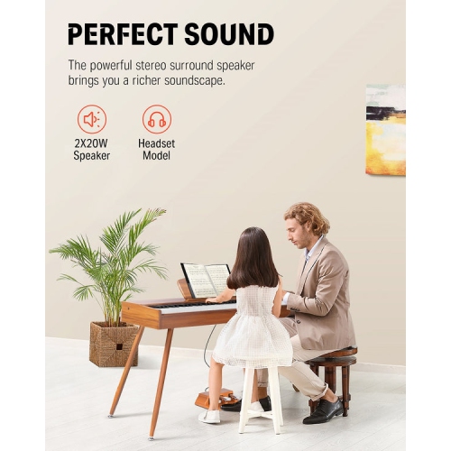 Donner DDP-80 88 Key Wooden Style Weighted Keyboard Digital Piano