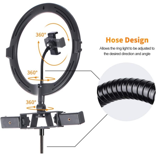 Strong Ring Light with Stand, 3 Phone Holders, Remote Control, Dimmable Ring Light