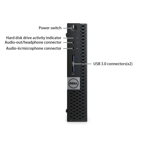 Refurbished - Dell OptiPlex 3040 Micro PC (Intel i5-6500T, Quad-Core 2.5Ghz, 8GB RAM, 128GB SSD, WiFi, Windows 10 Pro