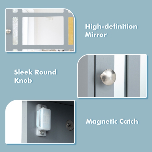 Gymax Mirrored Medicine Cabinet Bathroom Wall Mounted Storage W/Adjustable Shelf