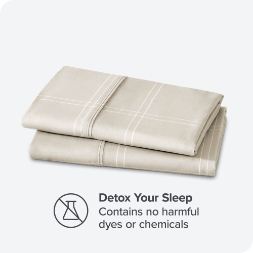 Bare Home Premium 1800 Ultra-Soft Microfiber Pillowcase Set - Double Brushed - Hypoallergenic - Wrinkle Resistant - Modern Plaid - Stone/White, King