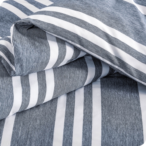 Bare Home Duvet Cover and Sham Set - Premium 1800 Ultra-Soft Brushed Microfiber - Hypoallergenic, Easy Care, Wrinkle Resistant - Stripe - Heather