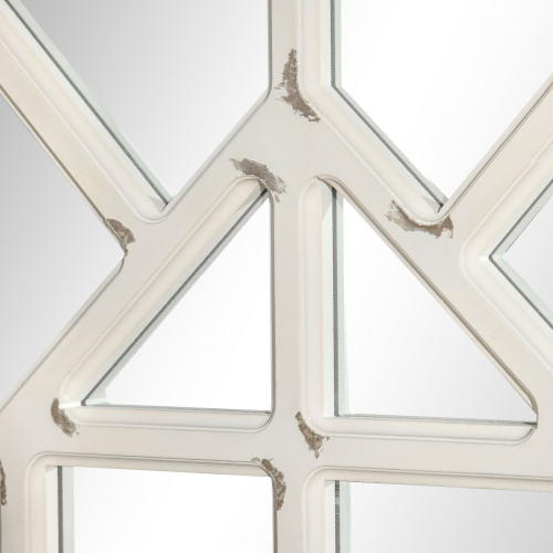 HOMCOM 43x27.5 inch Wall Mirror, Arch Window Mirror for Bedroom, Rustic White