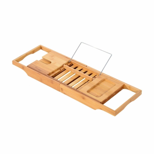 Bathtub Caddy Shelf Bath Tub Holder Bathroom Tray Wine Book Rack Stand