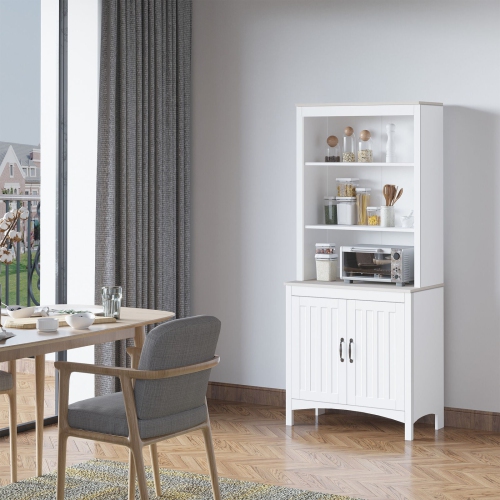 HOMCOM  70" Kitchen Buffet With Hutch, Storage Cabinet With Shelves Countertop