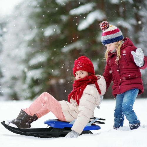 Luge en métal pliable pour enfants avec glisseur de neige Pull Rope et siège en cuir