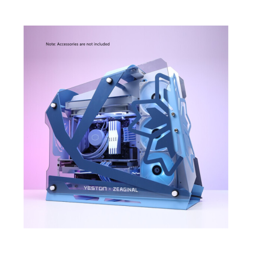 Zeaginal ZC-09 X YESTON Tempered Glass Mini Computer Case Support 360mm+240mm Radiator Support M-ATX/ ITX Motherboard USB3.0 -Blue & White Version