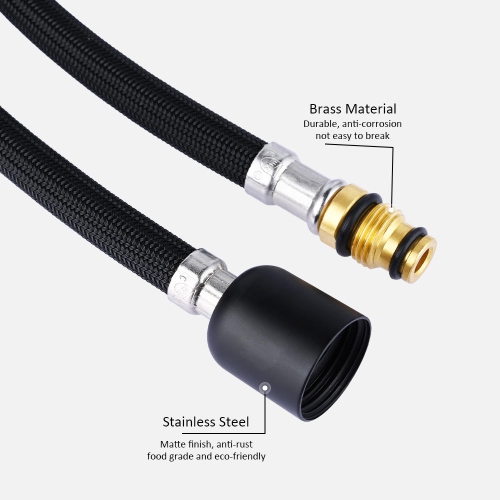 59-inch Nylon Pull-Down Kitchen Faucet Replacement Hose with Matte Black Finish Head Fit for Most Faucet
