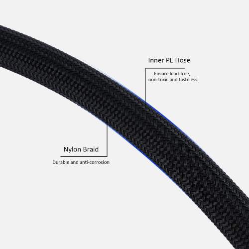 59-inch Nylon Pull-Down Kitchen Faucet Replacement Hose with Matte Black Finish Head Fit for Most Faucet