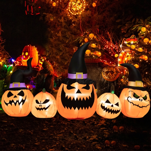 GYMAX  4' Inflatable Halloween Pumpkin Yard Decoration W/built-In Led Lights