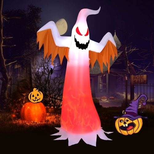 Gymax 6FT Inflatable Halloween Ghost Party Decoration w/ Flame Lights