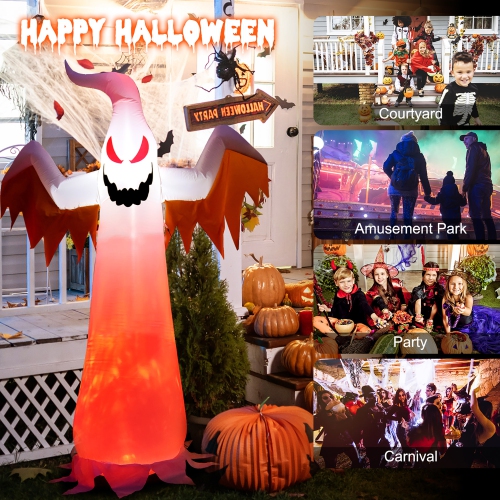 Gymax 6FT Inflatable Halloween Ghost Party Decoration w/ Flame Lights