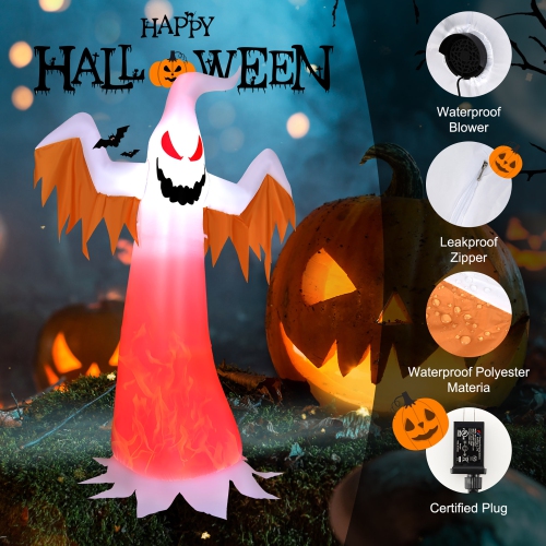 Gymax 6FT Inflatable Halloween Ghost Party Decoration w/ Flame Lights