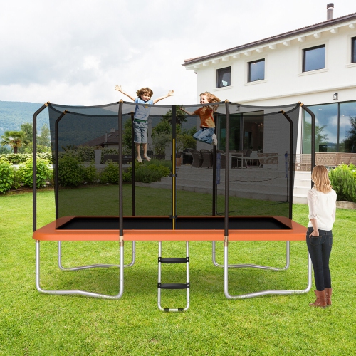 Gymax 8 x 14 FT Rectangular Recreational Trampoline W/ Safety Enclosure Net Ladder Outdoor