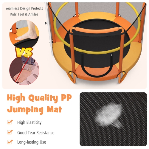 Gymax 5FT Kids 3-in-1 Game Trampoline Seamless W/ Enclosure Net Spring Pad In/ Outdoor