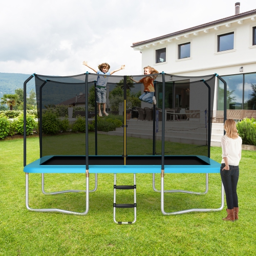 Gymax 8 x 14 FT Rectangular Recreational Trampoline W/ Safety Enclosure Net Ladder Outdoor