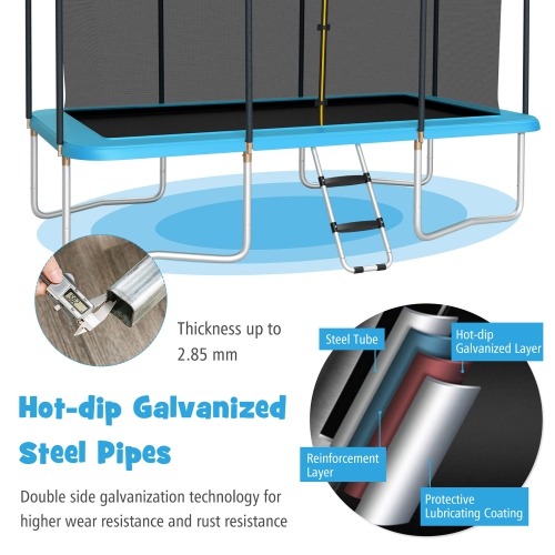 Gymax 8 x 14 FT Rectangular Recreational Trampoline W/ Safety Enclosure Net Ladder Outdoor