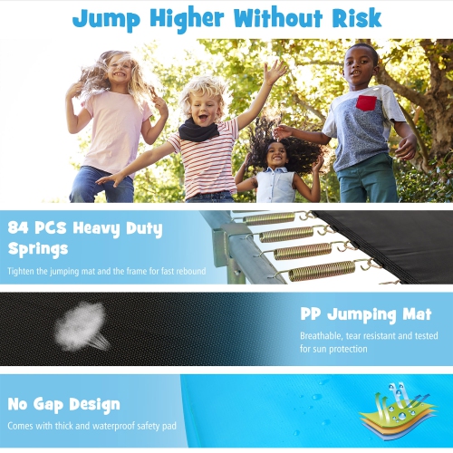 Gymax 8 x 14 FT Rectangular Recreational Trampoline W/ Safety Enclosure Net Ladder Outdoor