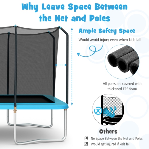 Gymax 8 x 14 FT Rectangular Recreational Trampoline W/ Safety Enclosure Net Ladder Outdoor