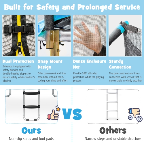 Gymax 8 x 14 FT Rectangular Recreational Trampoline W/ Safety Enclosure Net Ladder Outdoor