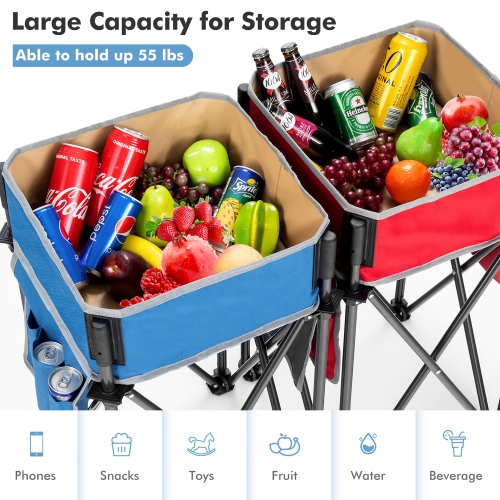 Costway 2 PCS Folding Camping Tables w/ Large Capacity Storage Sink for Picnic