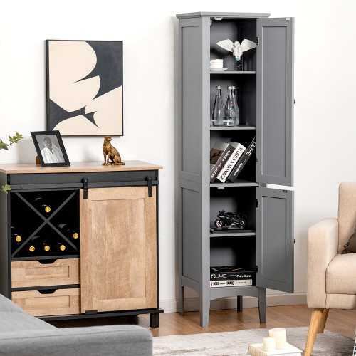 Costway Freestanding Bathroom Storage Cabinet Linen Tower Kitchen Living Room Grey\Black\Brown\White