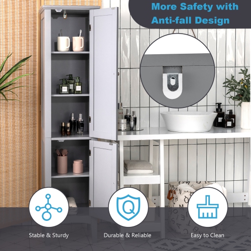 Costway Freestanding Bathroom Storage Cabinet Linen Tower Kitchen Living Room Grey\Black\Brown\White