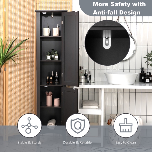 Costway Freestanding Bathroom Storage Cabinet Linen Tower Kitchen Living Room Grey\Black\Brown\White