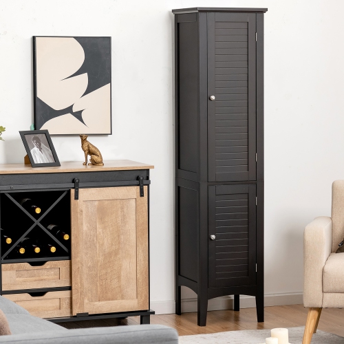 Costway Freestanding Bathroom Storage Cabinet Linen Tower Kitchen Living Room Grey\Black\Brown\White