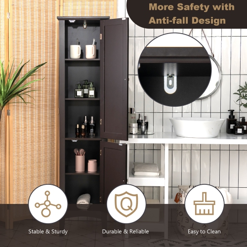 Costway Freestanding Bathroom Storage Cabinet Linen Tower Kitchen Living Room Grey\Black\Brown\White