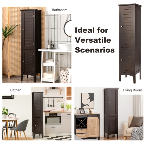 Costway Freestanding Bathroom Storage Cabinet Linen Tower Kitchen Living Room Grey\Black\Brown\White