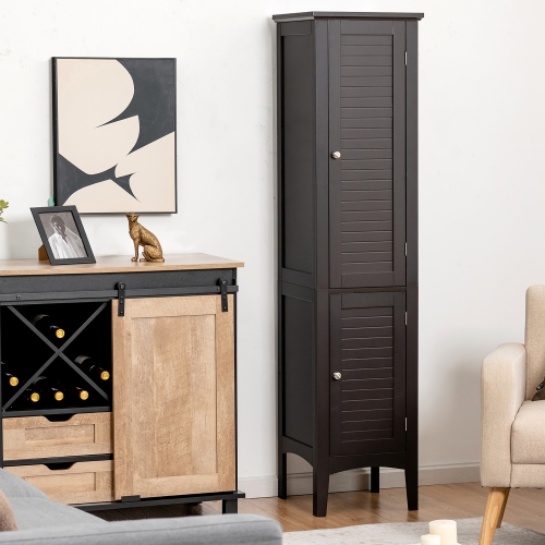 Costway Freestanding Bathroom Storage Cabinet Linen Tower Kitchen Living Room Grey\Black\Brown\White