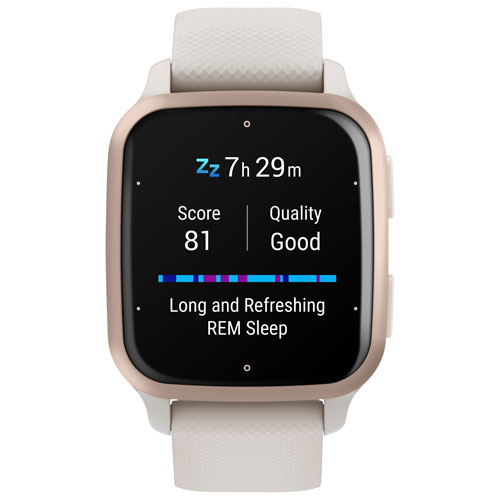 Garmin Venu SQ2 Music Edition 40.6mm Smartwatch with Heart Rate Monitor - Ivory/Peach Gold