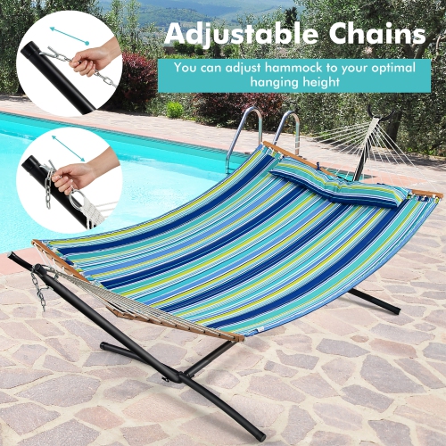Gymax Patio Hammock Foldable Portable Swing Chair Bed Detachable Pillow