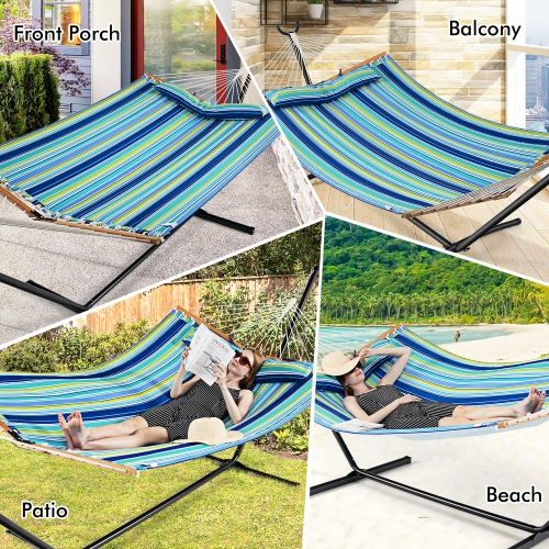 Gymax Patio Hammock Foldable Portable Swing Chair Bed Detachable Pillow