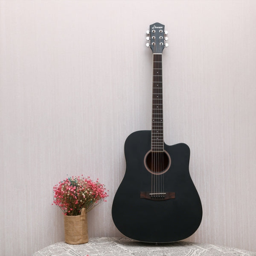Donner DAD-160CD Cutaway 41-Inch Full Size Acoustic Guitar Beginner Kit, Right Handed, Black