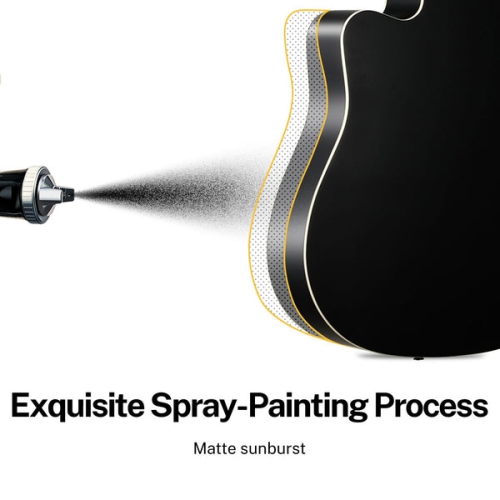 Donner DAD-160CD Cutaway 41-Inch Full Size Acoustic Guitar Beginner Kit, Right Handed, Black