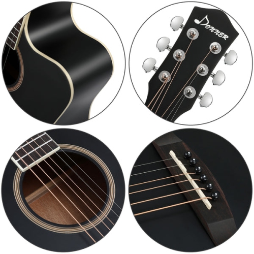 Donner DAD-160CD Cutaway 41-Inch Full Size Acoustic Guitar Beginner Kit, Right Handed, Black