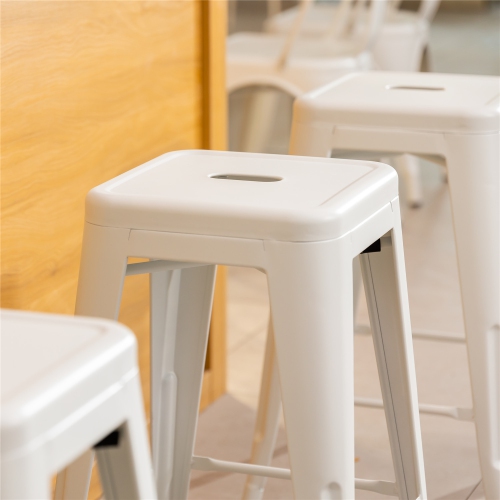 HOMY CASA Industrial 24 Inch Metal Counter Height Bar Stools Set of 2, Tolix Style Backless Stackable Stools for Kitchen Island, Pub, Bistro