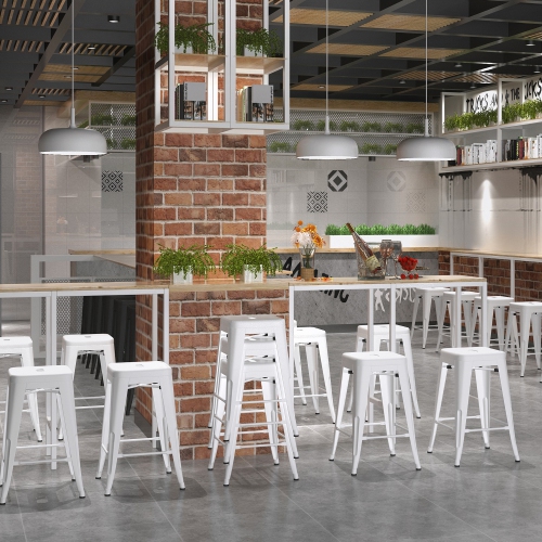 HOMY CASA Industrial 24 Inch Metal Counter Height Bar Stools Set of 2, Tolix Style Backless Stackable Stools for Kitchen Island, Pub, Bistro