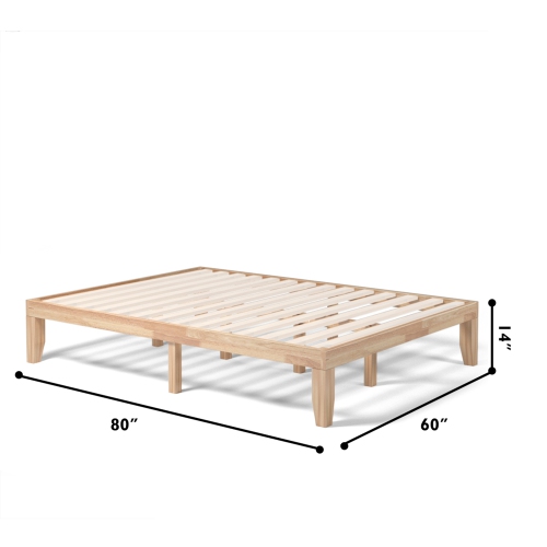 Costway Queen Size 14'' Wooden Bed Frame Mattress Platform Wood Slats Support