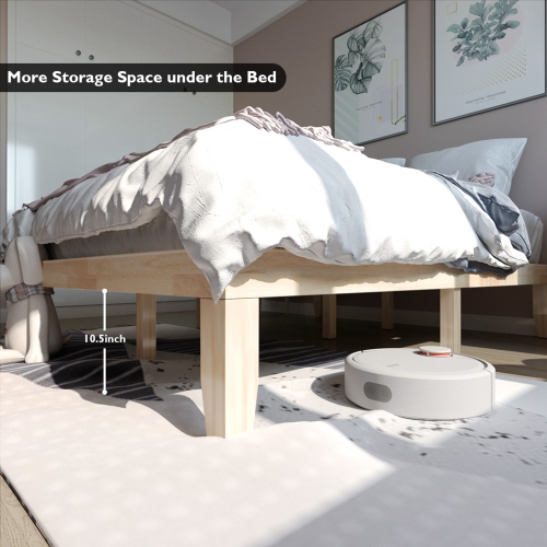 Costway Queen Size 14'' Wooden Bed Frame Mattress Platform Wood Slats Support