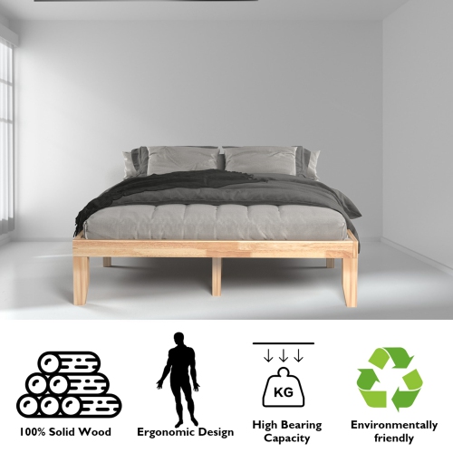 Costway Queen Size 14'' Wooden Bed Frame Mattress Platform Wood Slats Support