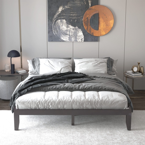 Costway King Size 14'' Wooden Bed Frame Mattress Platform Wood Slats Support